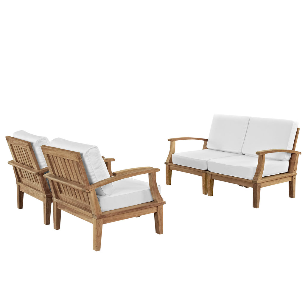 Marina 4 Piece Outdoor Patio Teak Set in Natural White-1