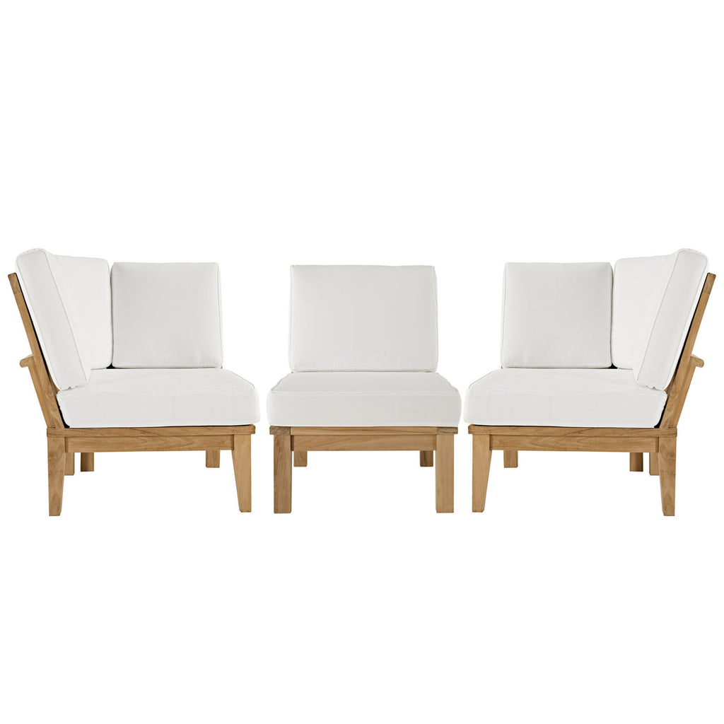 Marina 3 Piece Outdoor Patio Teak Set in Natural White-1