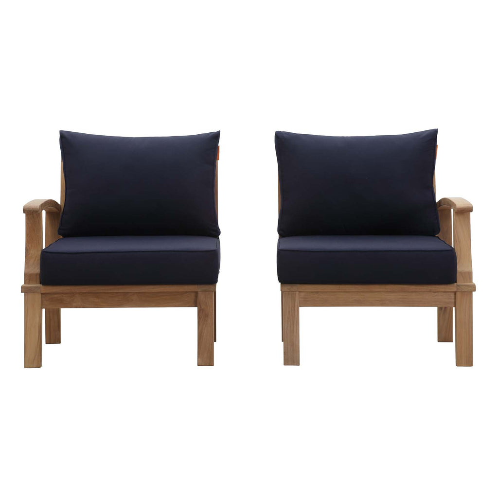 Marina 2 Piece Outdoor Patio Teak Set in Natural Navy-2