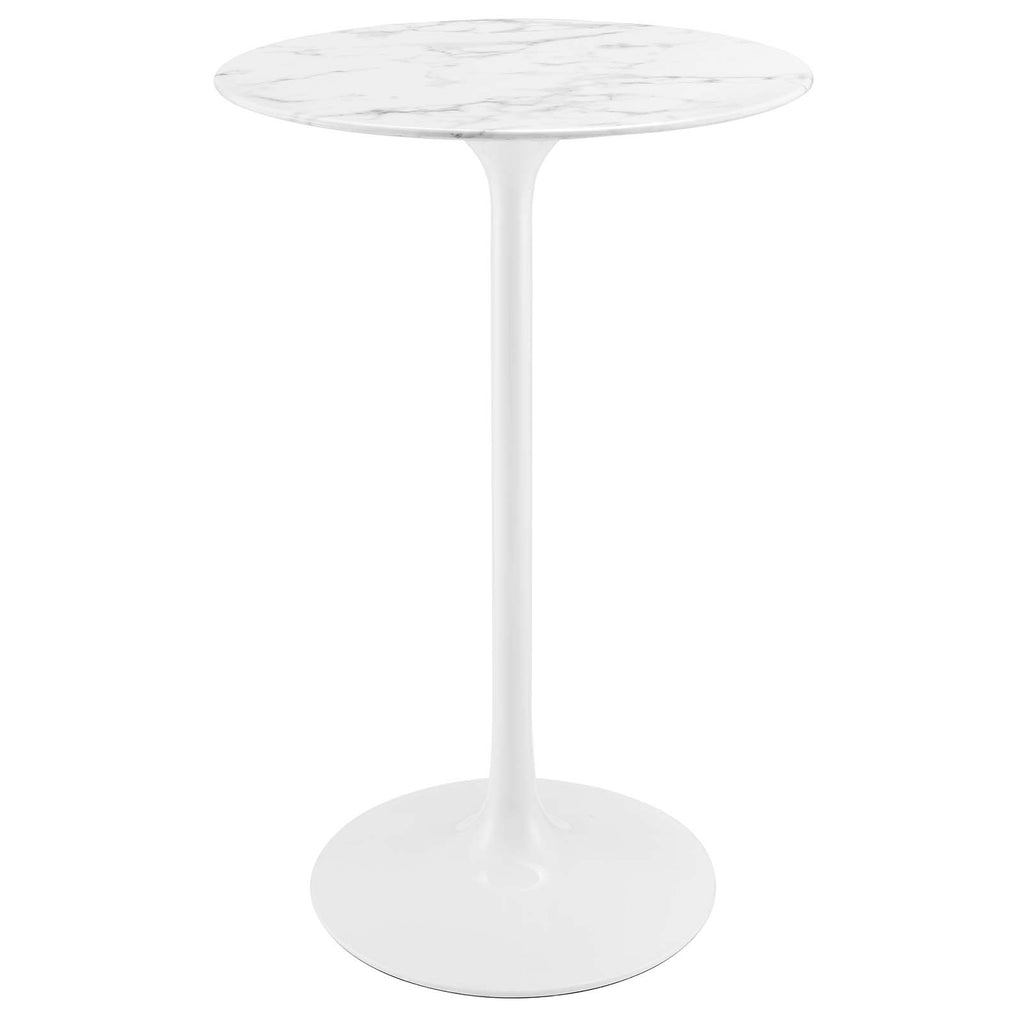 Lippa 28" Round Artificial Marble Bar Table in White