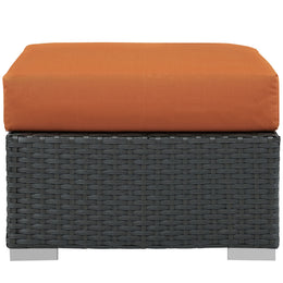 Sojourn Outdoor Patio Sunbrella Ottoman in Canvas Tuscan