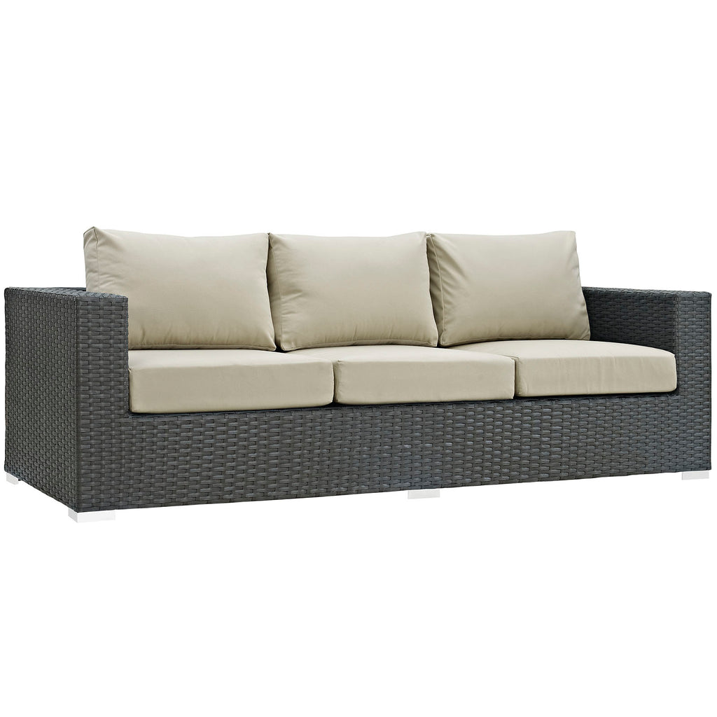 Sojourn Outdoor Patio Sunbrella Sofa in Canvas Antique Beige