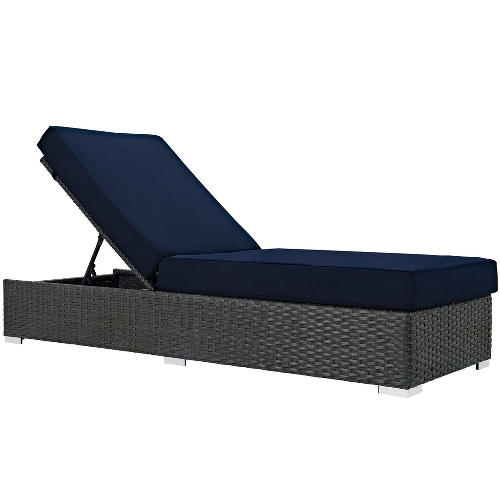 Sojourn Outdoor Patio Sunbrella Chaise Lounge in Canvas Navy