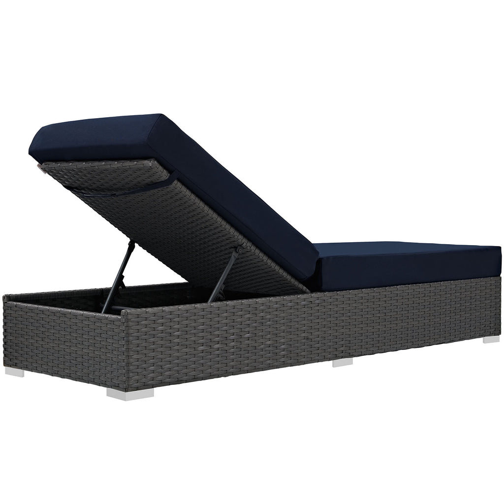 Sojourn Outdoor Patio Sunbrella Chaise Lounge in Canvas Navy