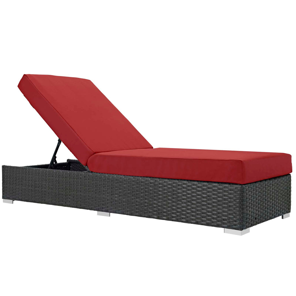 Sojourn Outdoor Patio Sunbrella Chaise Lounge in Canvas Red