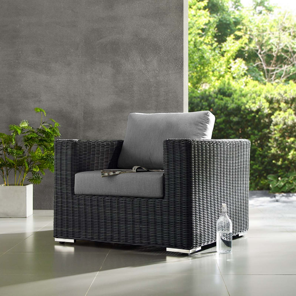 Summon Outdoor Patio Fabric Sunbrella Armchair in Canvas Gray
