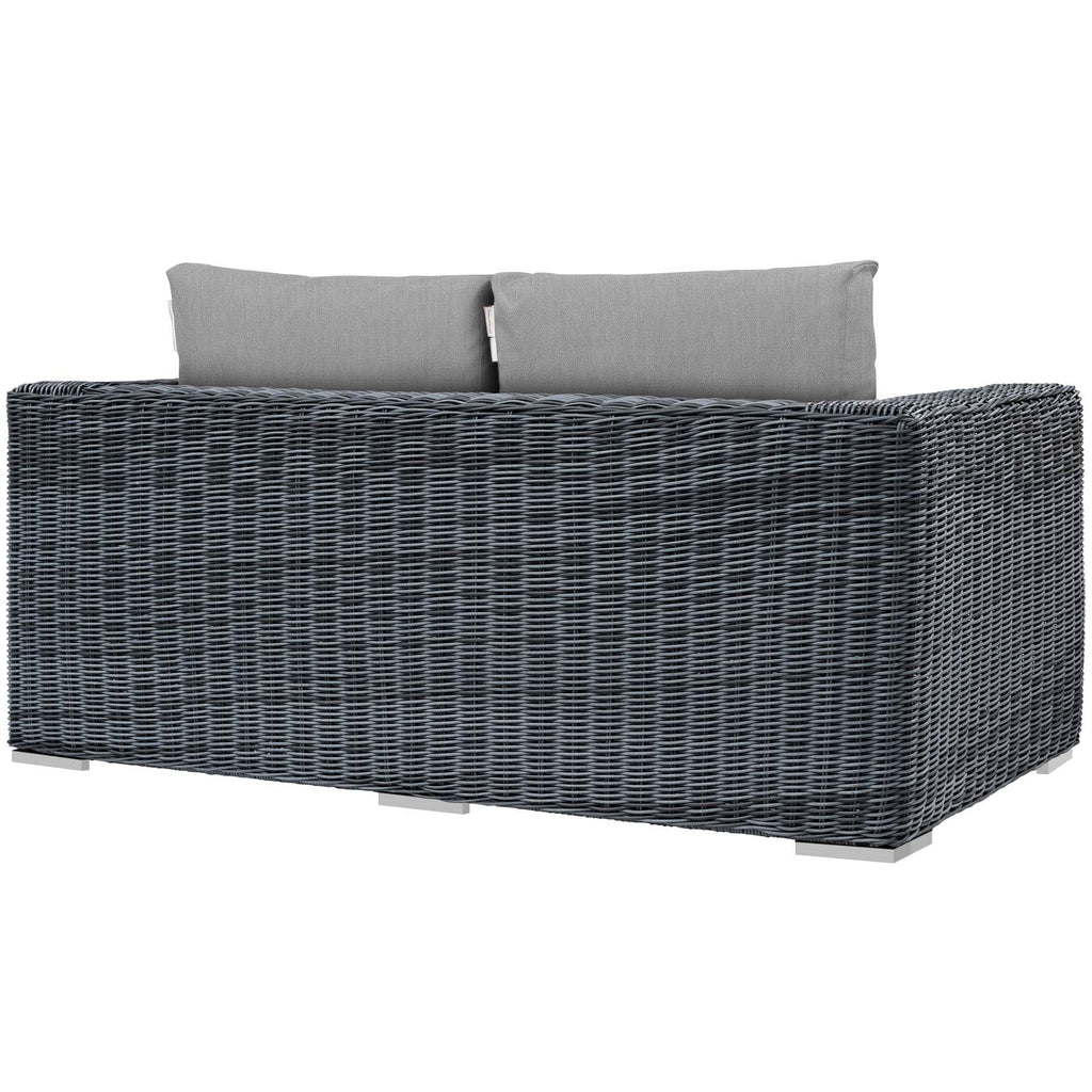 Summon Outdoor Patio Sunbrella Loveseat in Canvas Gray