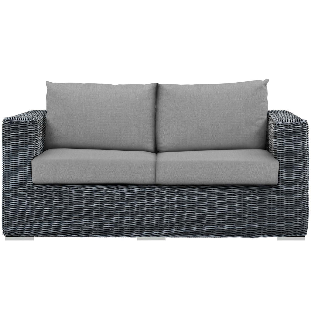 Summon Outdoor Patio Sunbrella Loveseat in Canvas Gray