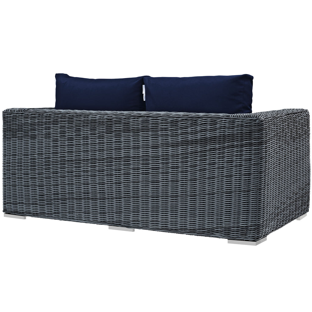 Summon Outdoor Patio Sunbrella Loveseat in Canvas Navy