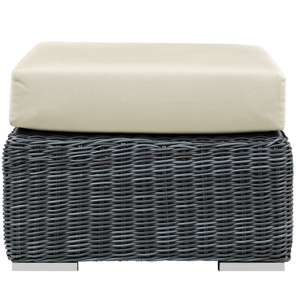 Summon Outdoor Patio Sunbrella Ottoman in Canvas Antique Beige