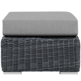 Summon Outdoor Patio Sunbrella Ottoman in Canvas Gray