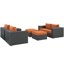 Sojourn 5 Piece Outdoor Patio Sunbrella Sectional Set in Canvas Tuscan-6