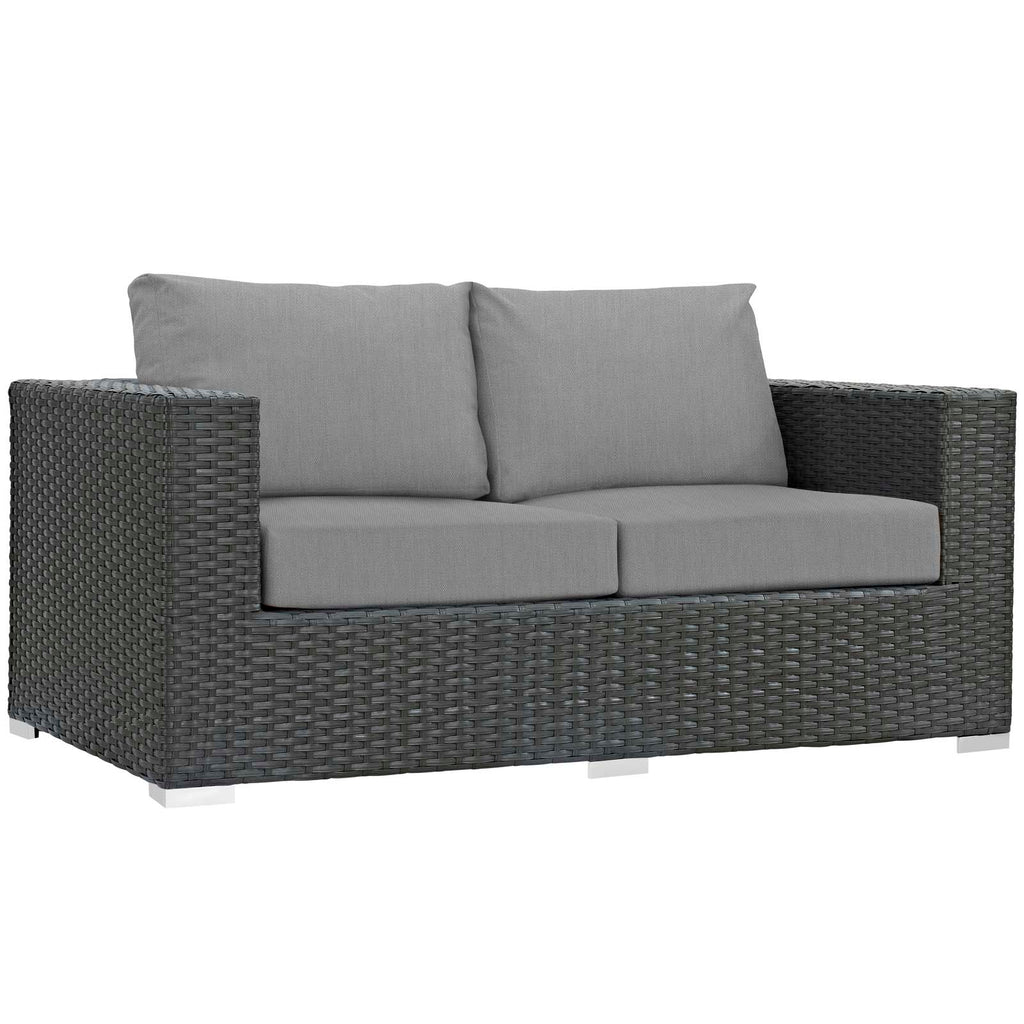 Sojourn 8 Piece Outdoor Patio Sunbrella Sectional Set in Canvas Gray