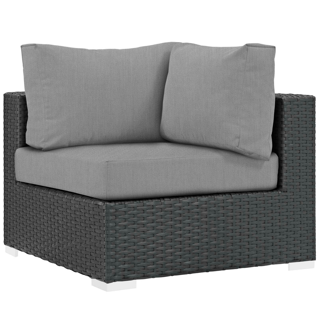 Sojourn 5 Piece Outdoor Patio Sunbrella Sectional Set in Canvas Gray-2