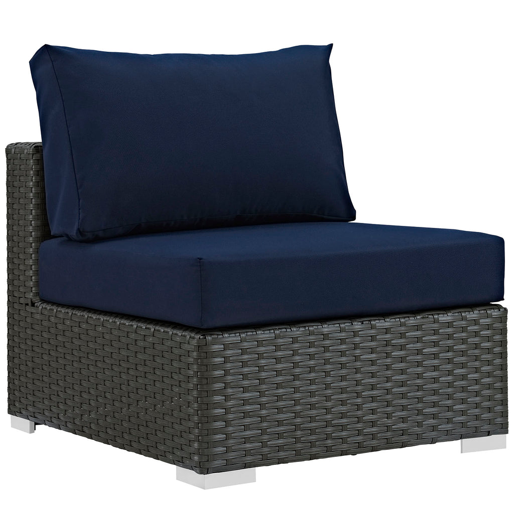 Sojourn 5 Piece Outdoor Patio Sunbrella Sectional Set in Canvas Navy-5