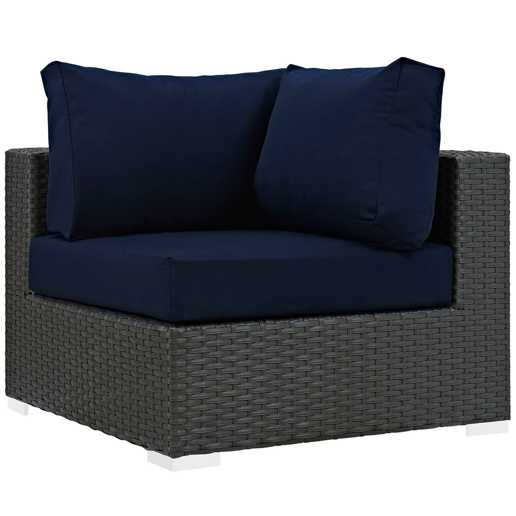 Sojourn 5 Piece Outdoor Patio Sunbrella Sectional Set in Canvas Navy-5