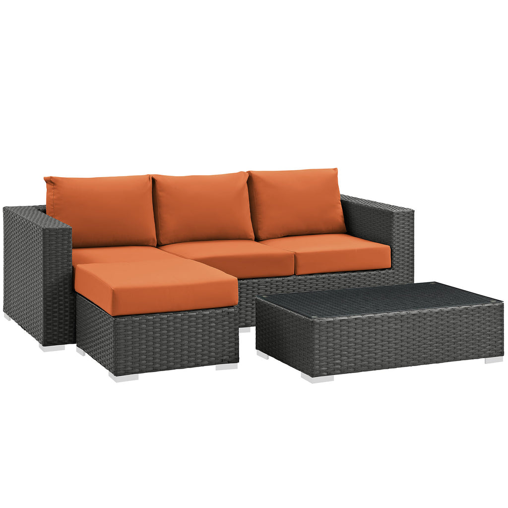 Sojourn 3 Piece Outdoor Patio Sunbrella Sectional Set in Canvas Tuscan-4