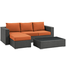 Sojourn 3 Piece Outdoor Patio Sunbrella Sectional Set in Canvas Tuscan-4
