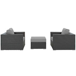 Sojourn 3 Piece Outdoor Patio Sunbrella Sectional Set in Canvas Gray-1