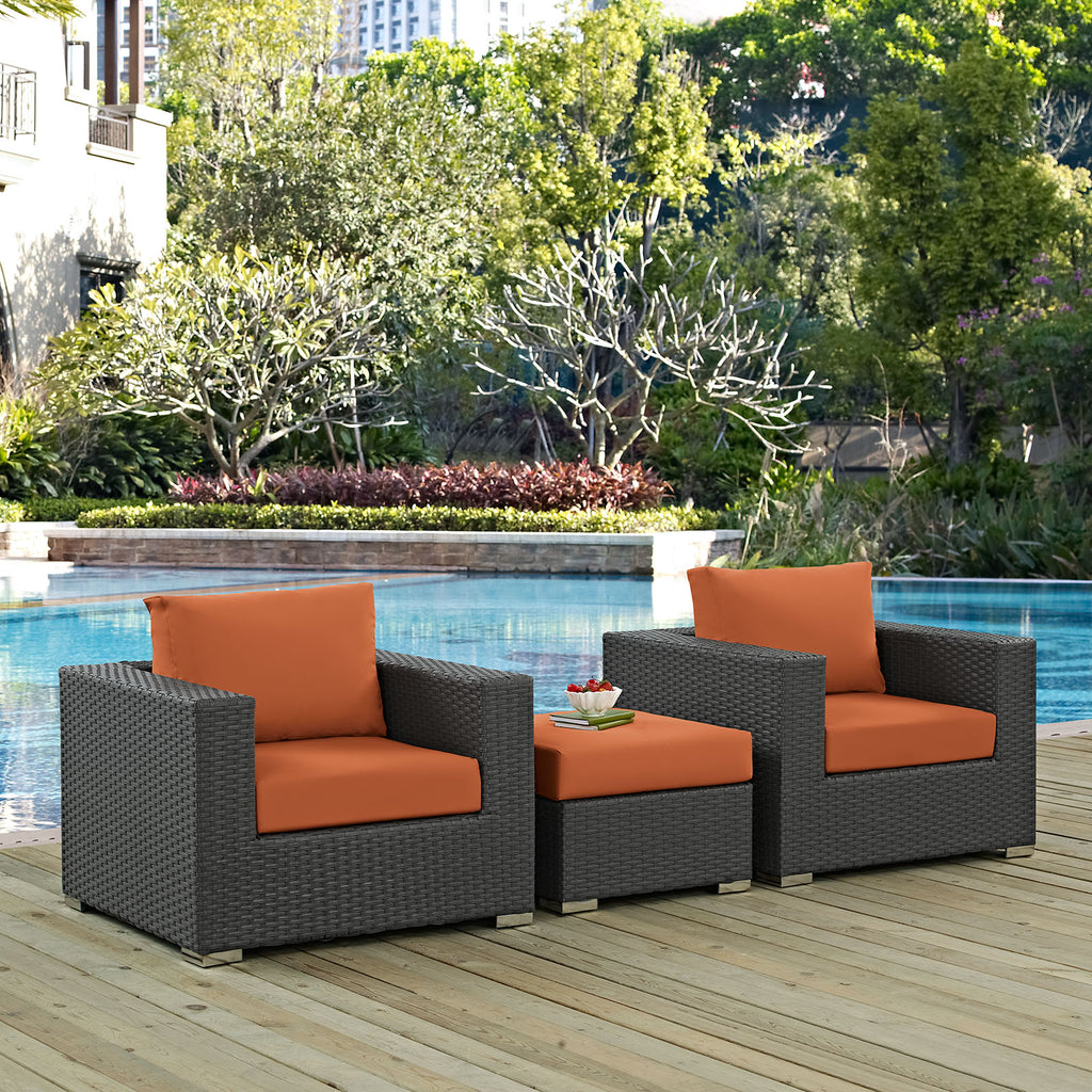 Sojourn 3 Piece Outdoor Patio Sunbrella Sectional Set in Canvas Tuscan-3