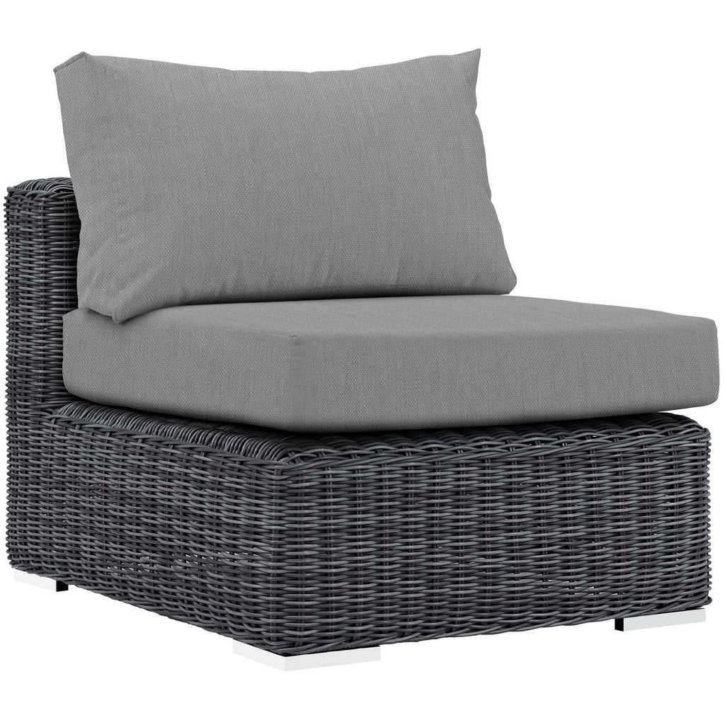 Summon 5 Piece Outdoor Patio Sunbrella Sectional Set in Canvas Gray-2