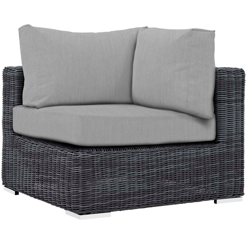 Summon 5 Piece Outdoor Patio Sunbrella Sectional Set in Canvas Gray-2