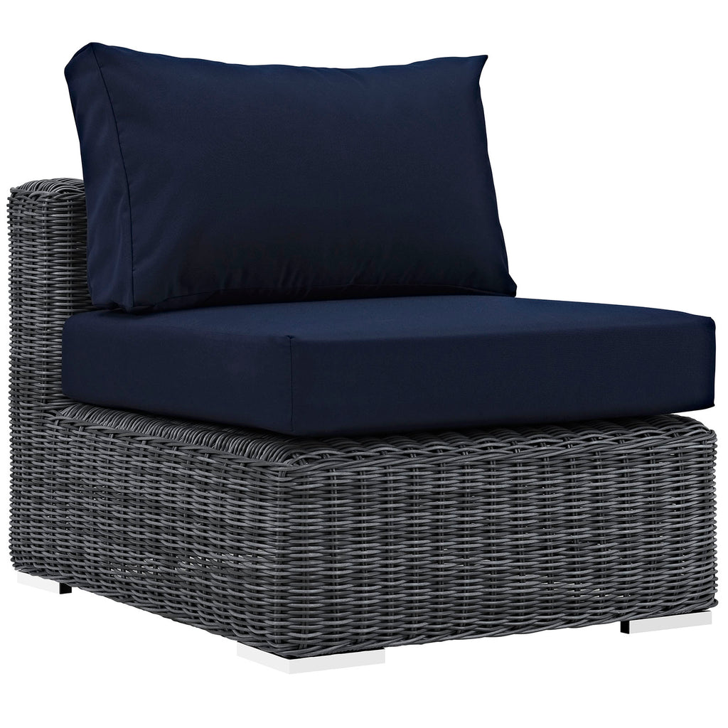 Summon 5 Piece Outdoor Patio Sunbrella Sectional Set-Canvas Navy-4