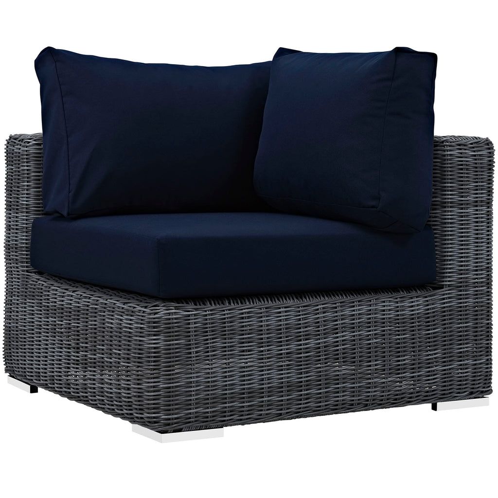 Summon 5 Piece Outdoor Patio Sunbrella Sectional Set-Canvas Navy-4