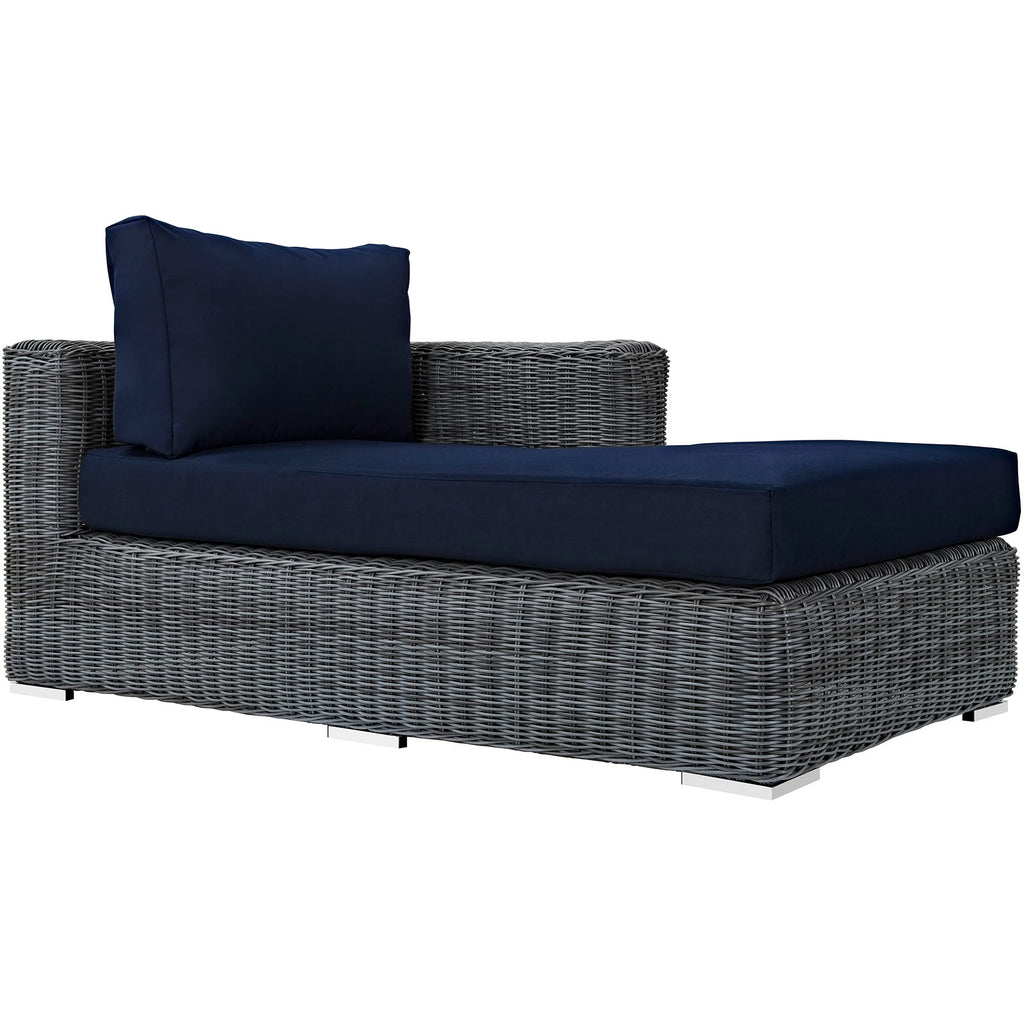 Summon 5 Piece Outdoor Patio Sunbrella Sectional Set in Canvas Navy-3