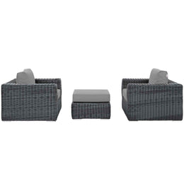 Summon 3 Piece Outdoor Patio Sunbrella Sectional Set in Canvas Gray-1