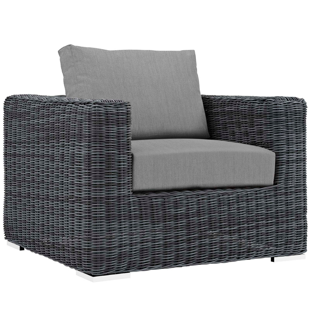 Summon 3 Piece Outdoor Patio Sunbrella Sectional Set in Canvas Gray-1