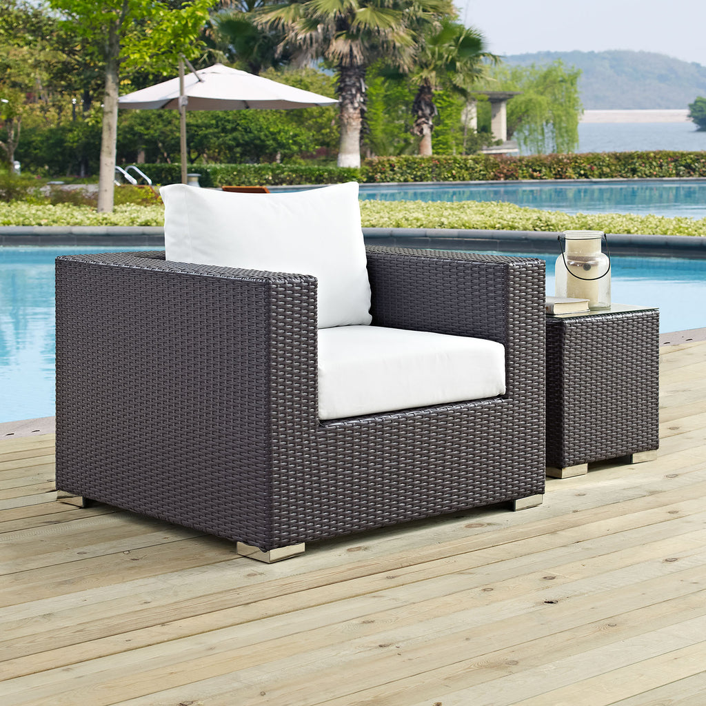 Convene Outdoor Patio Armchair in Espresso White