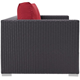 Convene Outdoor Patio Loveseat in Espresso Red