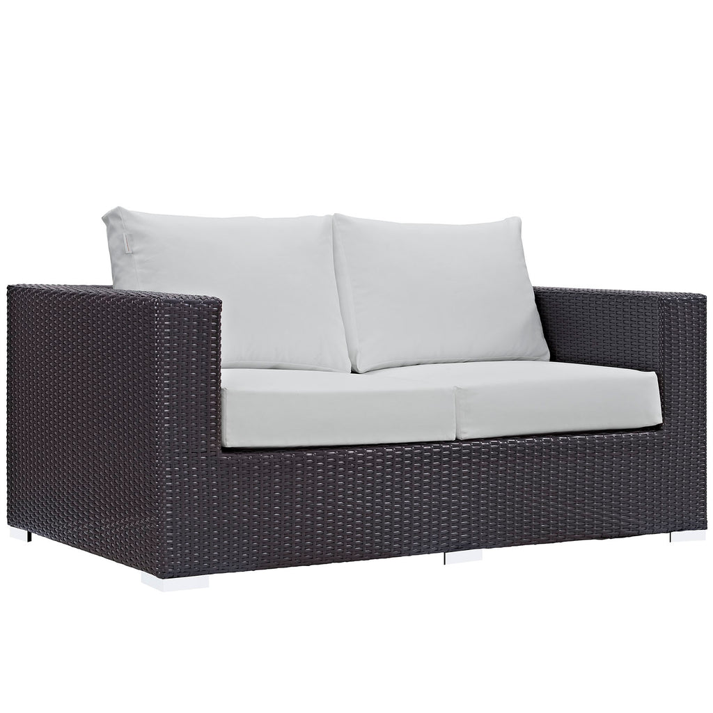 Convene Outdoor Patio Loveseat in Espresso White