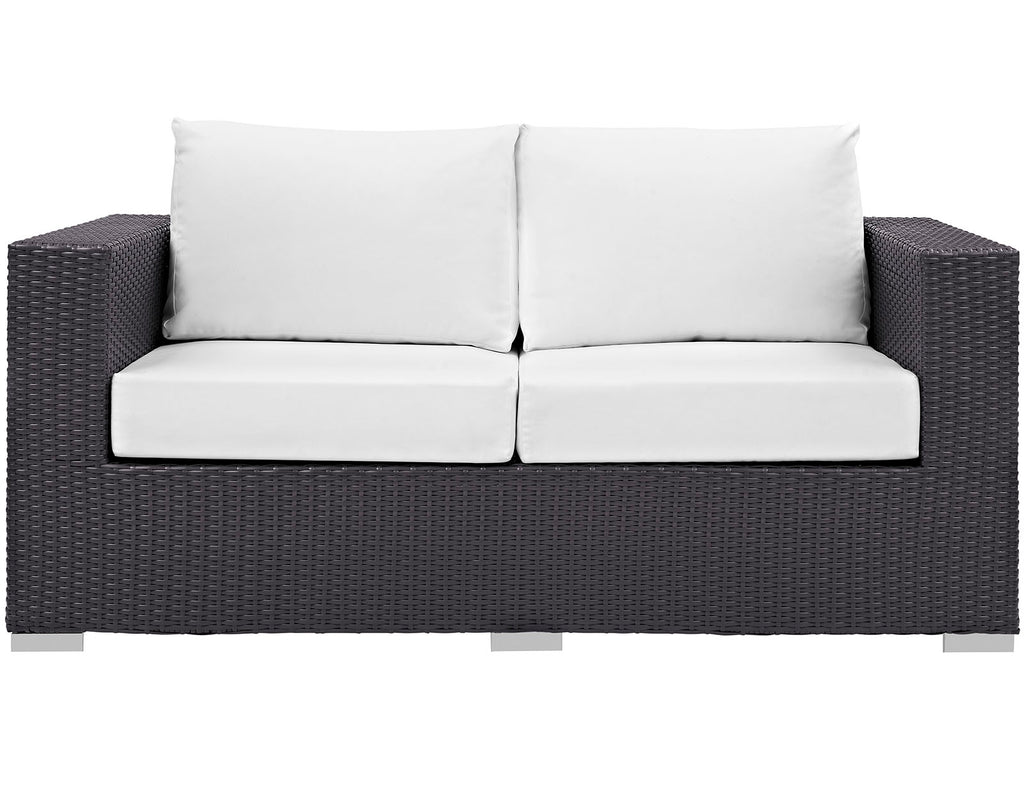 Convene Outdoor Patio Loveseat in Espresso White