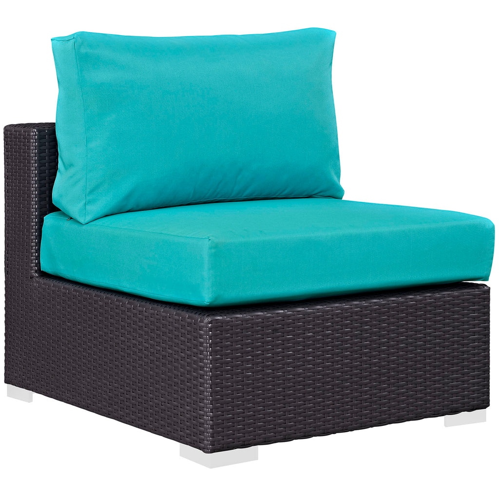 Convene Outdoor Patio Armless in Espresso Turquoise