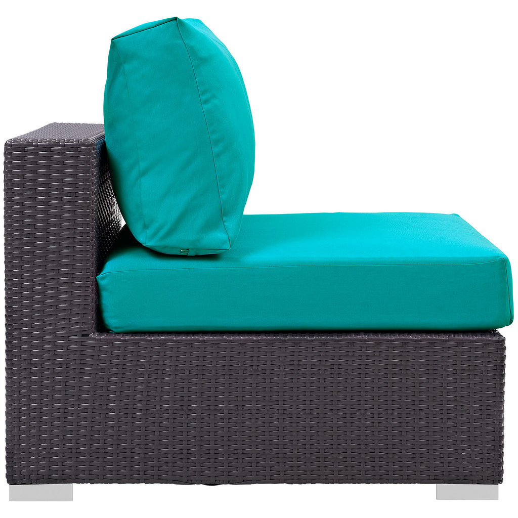 Convene Outdoor Patio Armless in Espresso Turquoise