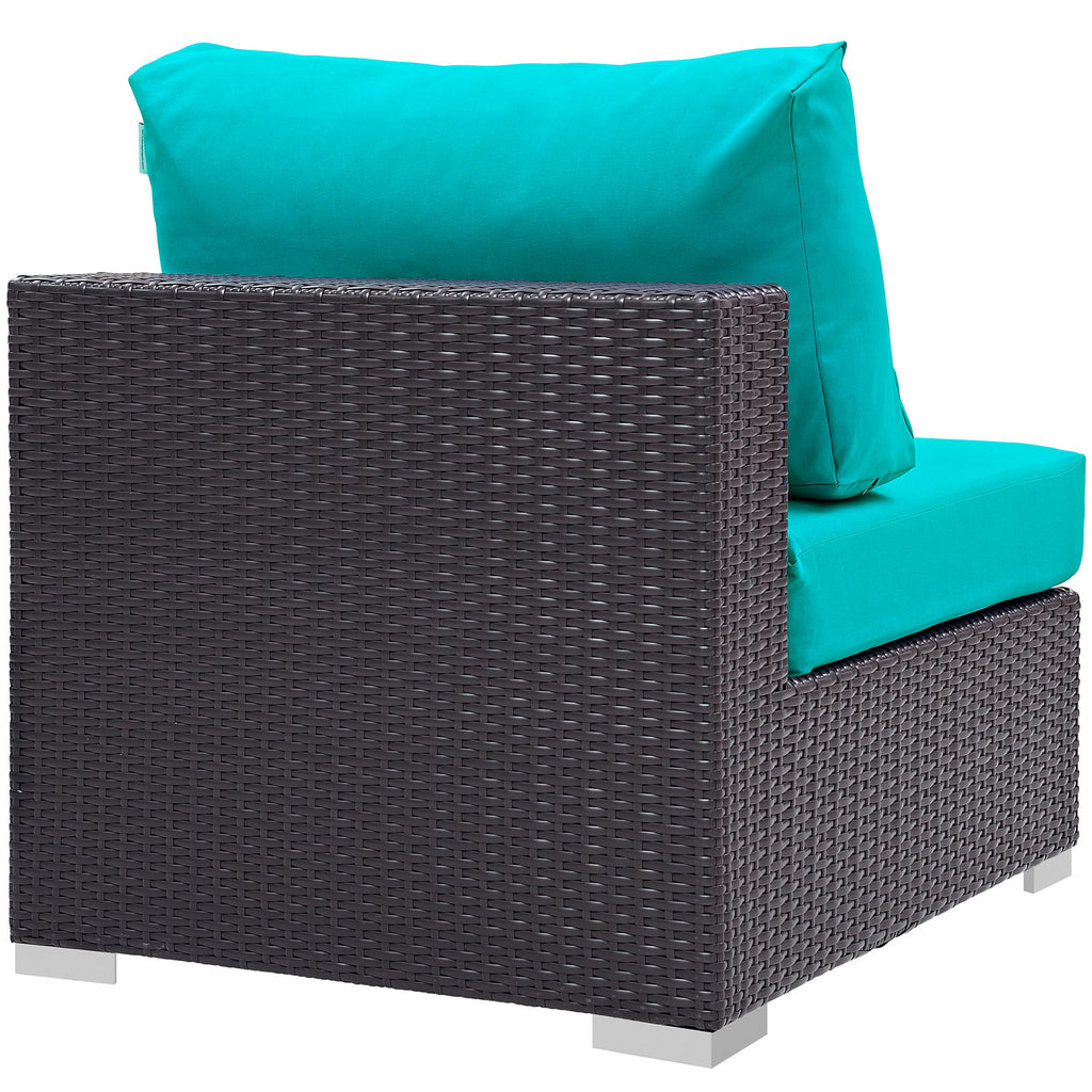 Convene Outdoor Patio Armless in Espresso Turquoise