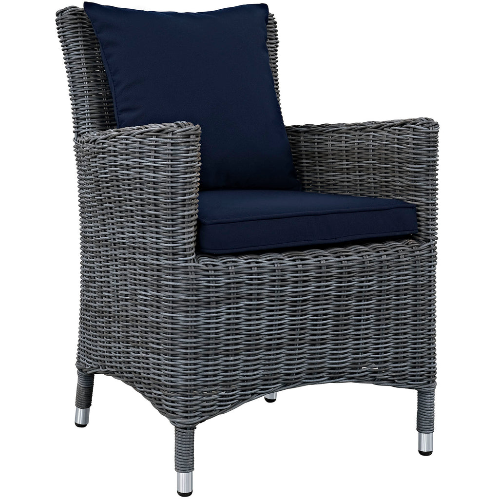 Summon Dining Outdoor Patio Sunbrella Armchair in Canvas Navy