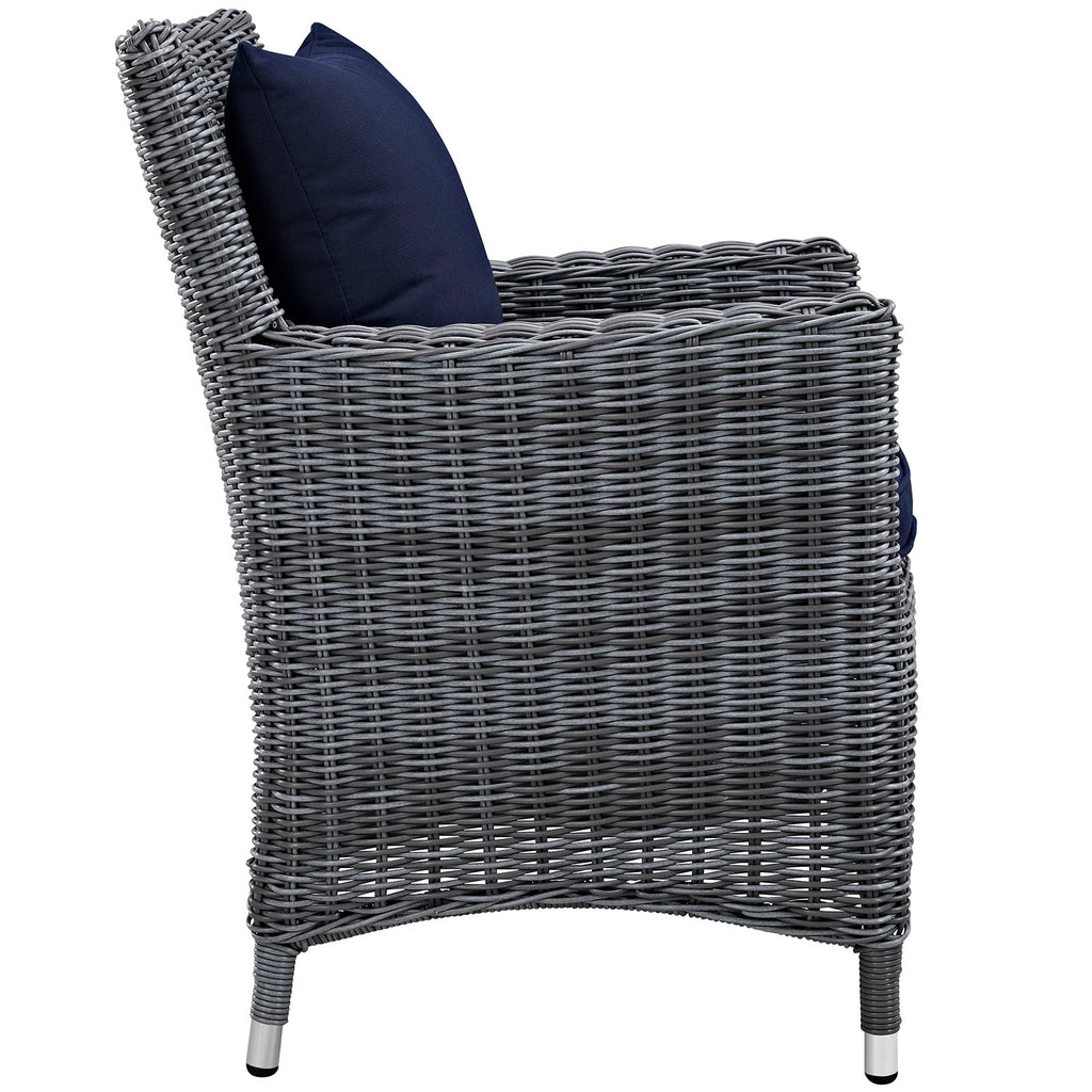 Summon Dining Outdoor Patio Sunbrella Armchair in Canvas Navy