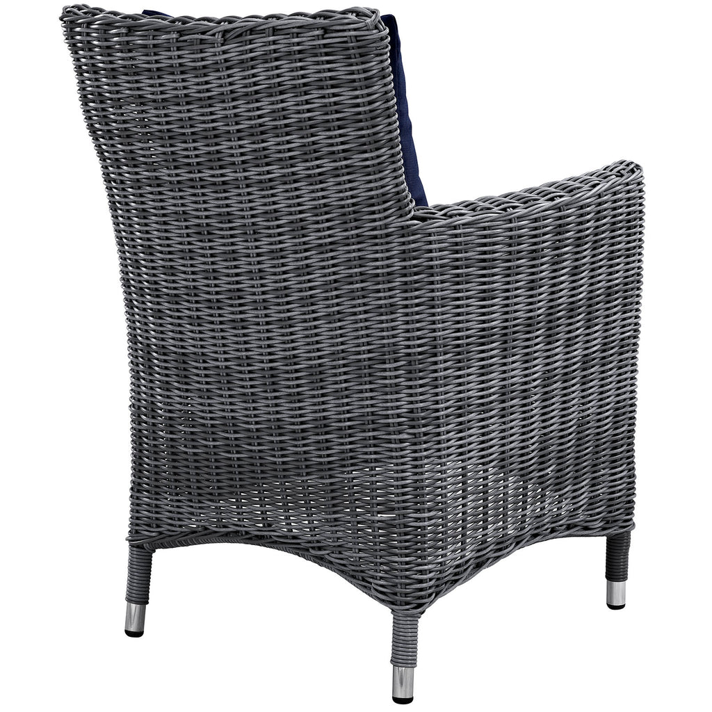 Summon Dining Outdoor Patio Sunbrella Armchair in Canvas Navy