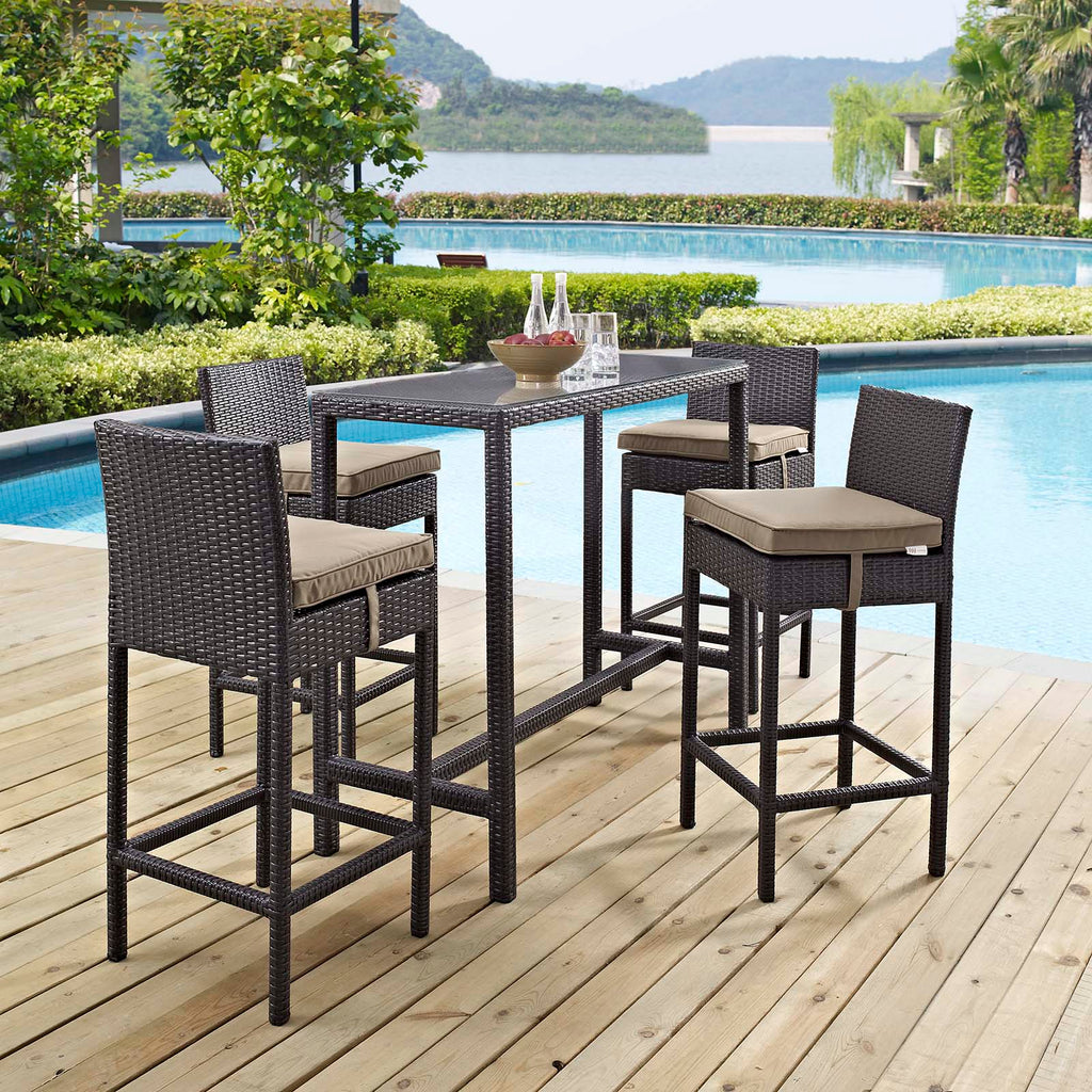 Convene 5 Piece Outdoor Patio Pub Set in Espresso Mocha-1