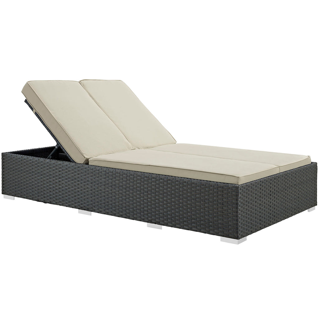 Sojourn Outdoor Patio Sunbrella Double Chaise in Chocolate Beige