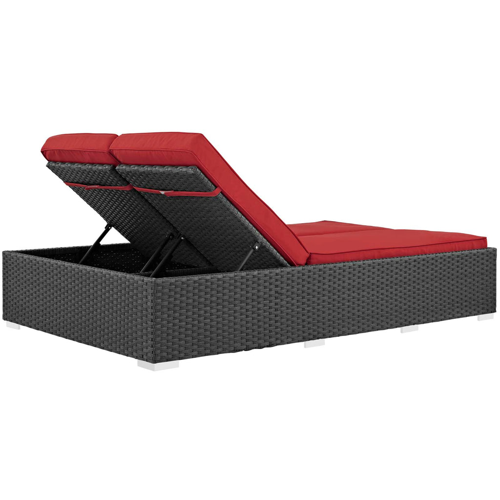 Sojourn Outdoor Patio Sunbrella Double Chaise in Chocolate Red