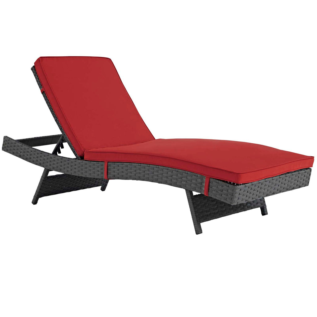 Sojourn Outdoor Patio Sunbrella Chaise in Canvas Red