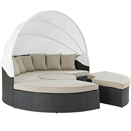 Sojourn Outdoor Patio Sunbrella Daybed in Antique Canvas Beige-1