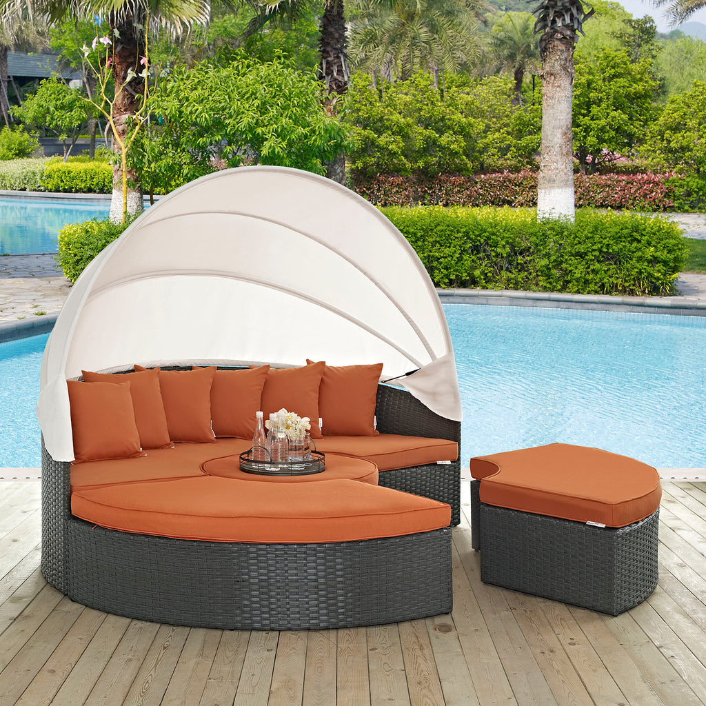 Sojourn Outdoor Patio Sunbrella Daybed in Canvas Tuscan-1