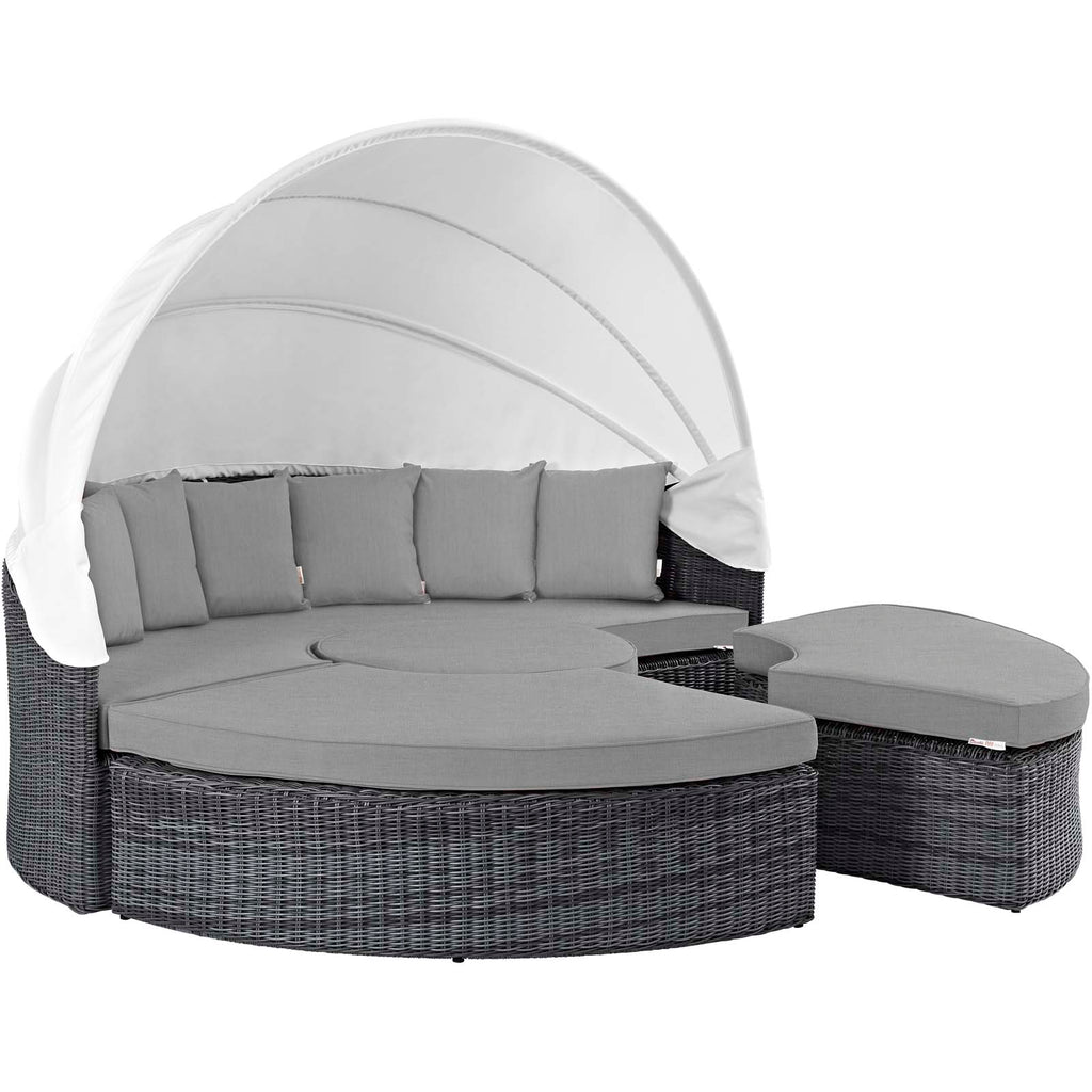 Summon Canopy Outdoor Patio Sunbrella Daybed in Canvas Gray