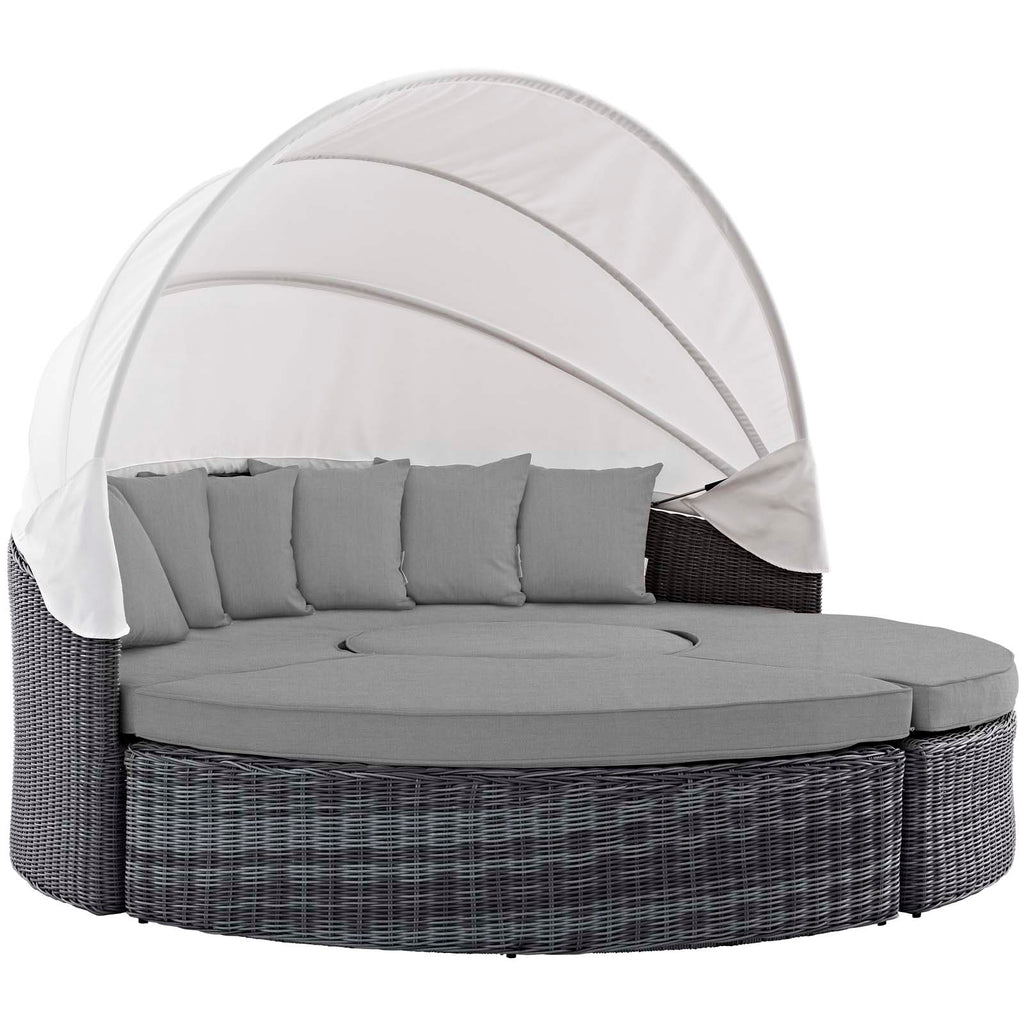 Summon Canopy Outdoor Patio Sunbrella Daybed in Canvas Gray