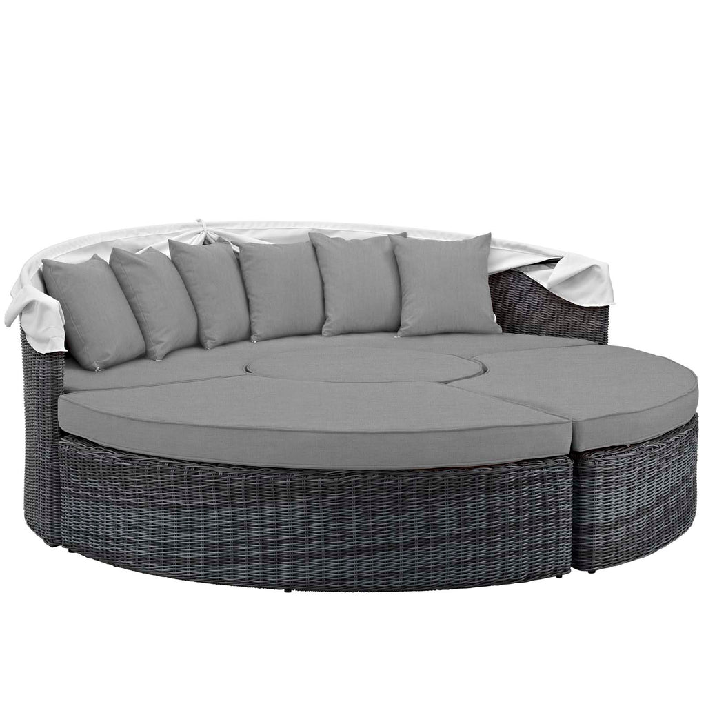 Summon Canopy Outdoor Patio Sunbrella Daybed in Canvas Gray